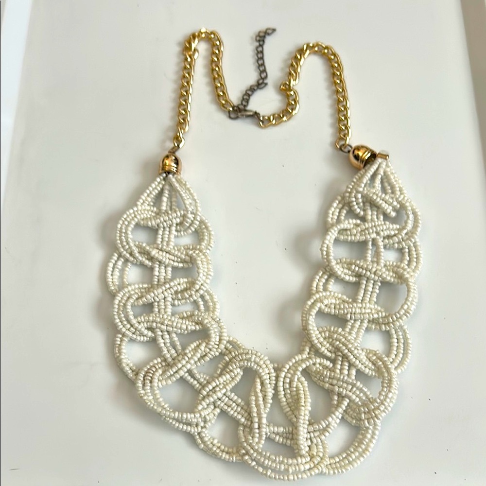 Elegant White Beaded Necklace
